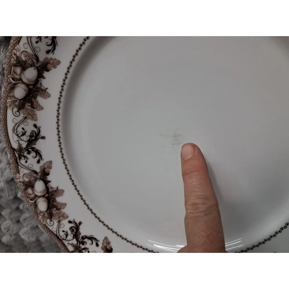 Set 4 Williams Sonoma Dinner Plates Acorn Turkey Thanksgiving Transferware 10.5